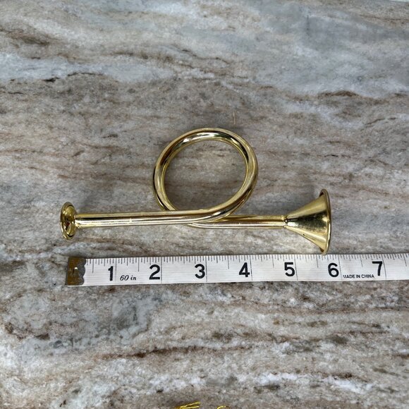 Vintage Set of 10 Metal Gold Toned Musical Instrument Christmas Ornaments - Picture 7 of 15